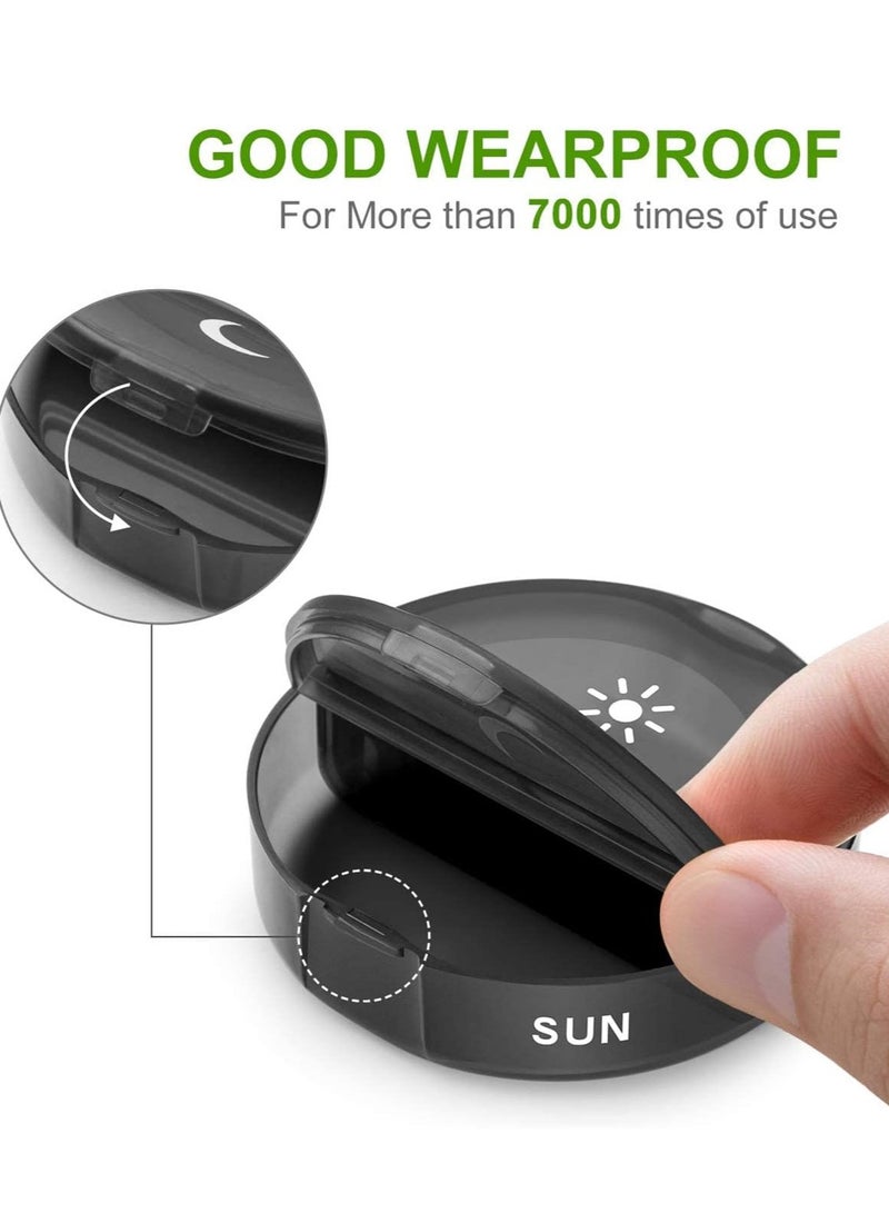 Pill Organizer 2 Times a Day, Weekly AM PM Pill Box, Large Capacity 7 Day Pill Cases for Vitamins, Medication, Supplements and Fish Oils (Black) - Image 2