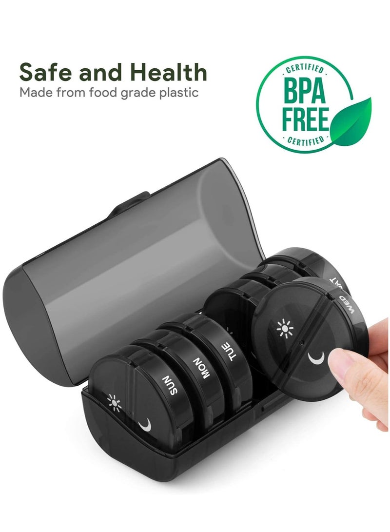 Pill Organizer 2 Times a Day, Weekly AM PM Pill Box, Large Capacity 7 Day Pill Cases for Vitamins, Medication, Supplements and Fish Oils (Black) - Image 5