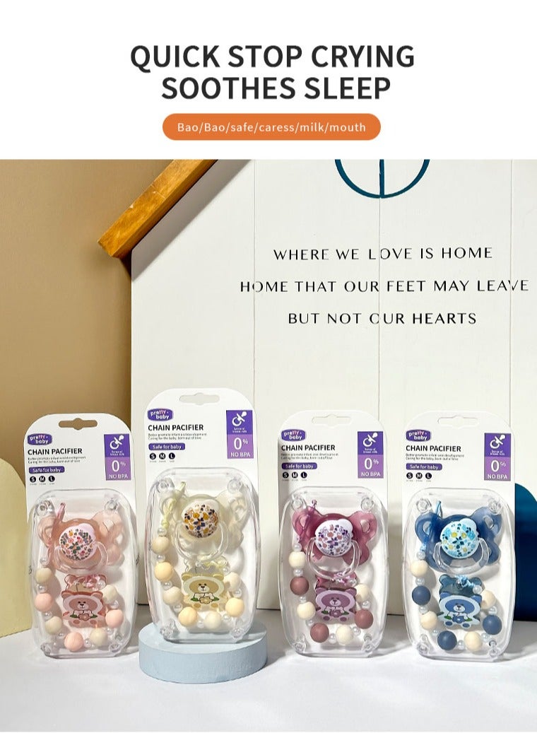 بريتي بيبي لهاية أطفال مع مشبك وسلسلة - مصنوعة من مادة البولي بروبيلين الآمنة غذائيًا والسيليكون الناعم، خالية من مادة BPA، لراحة مُهدئة للرضع(أرجواني) - Image 2