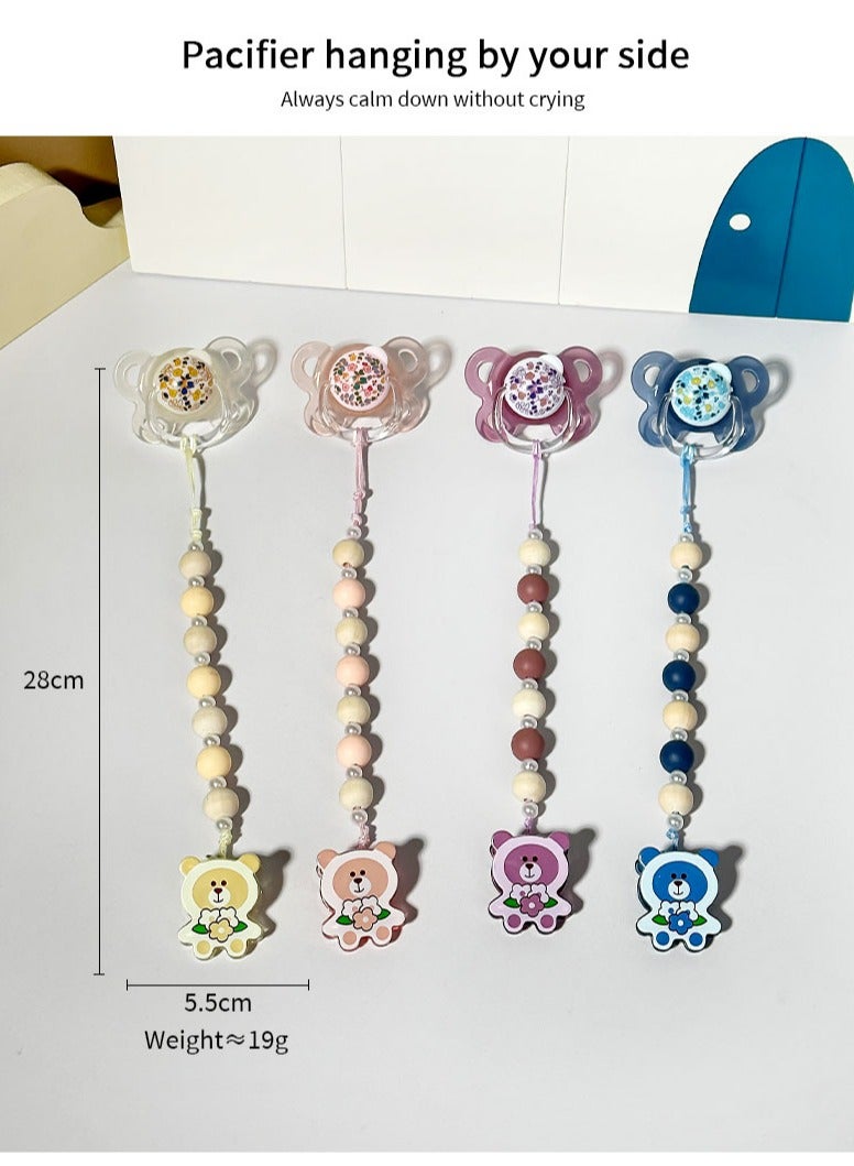 بريتي بيبي لهاية أطفال مع مشبك وسلسلة - مصنوعة من مادة البولي بروبيلين الآمنة غذائيًا والسيليكون الناعم، خالية من مادة BPA، لراحة مُهدئة للرضع(أرجواني) - Image 3