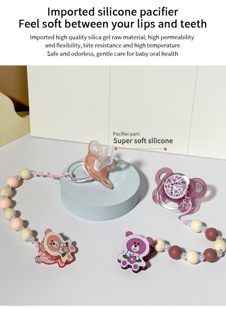 بريتي بيبي لهاية أطفال مع مشبك وسلسلة - مصنوعة من مادة البولي بروبيلين الآمنة غذائيًا والسيليكون الناعم، خالية من مادة BPA، لراحة مُهدئة للرضع(أرجواني) - Image 4