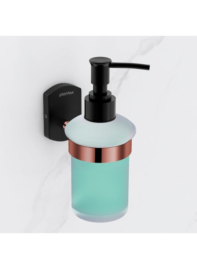 Plantex 304 Grade Stainless Steel Liquid Soap Dispenser/Wall Mounted Dispenser/Bathroom Accessories - Pack of 1 (Parv-Rose Gold & Black) - Image 1