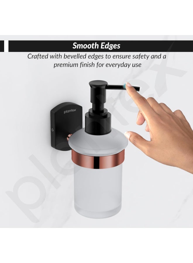 Plantex 304 Grade Stainless Steel Liquid Soap Dispenser/Wall Mounted Dispenser/Bathroom Accessories - Pack of 1 (Parv-Rose Gold & Black) - Image 4