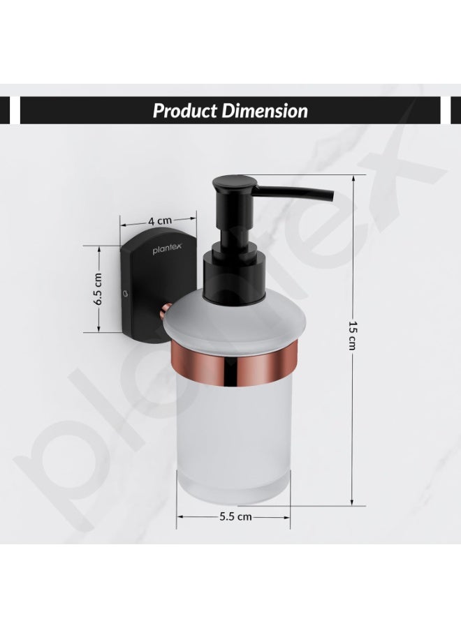 Plantex 304 Grade Stainless Steel Liquid Soap Dispenser/Wall Mounted Dispenser/Bathroom Accessories - Pack of 1 (Parv-Rose Gold & Black) - Image 2