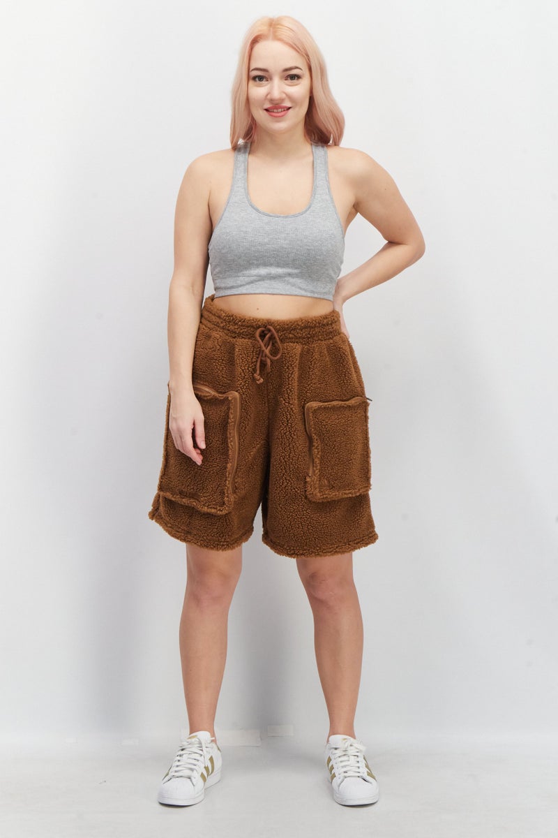Adidas x Ivy Park Women Sportswear Fit Brand Logo Outdoor Shorts, Brown - Image 3