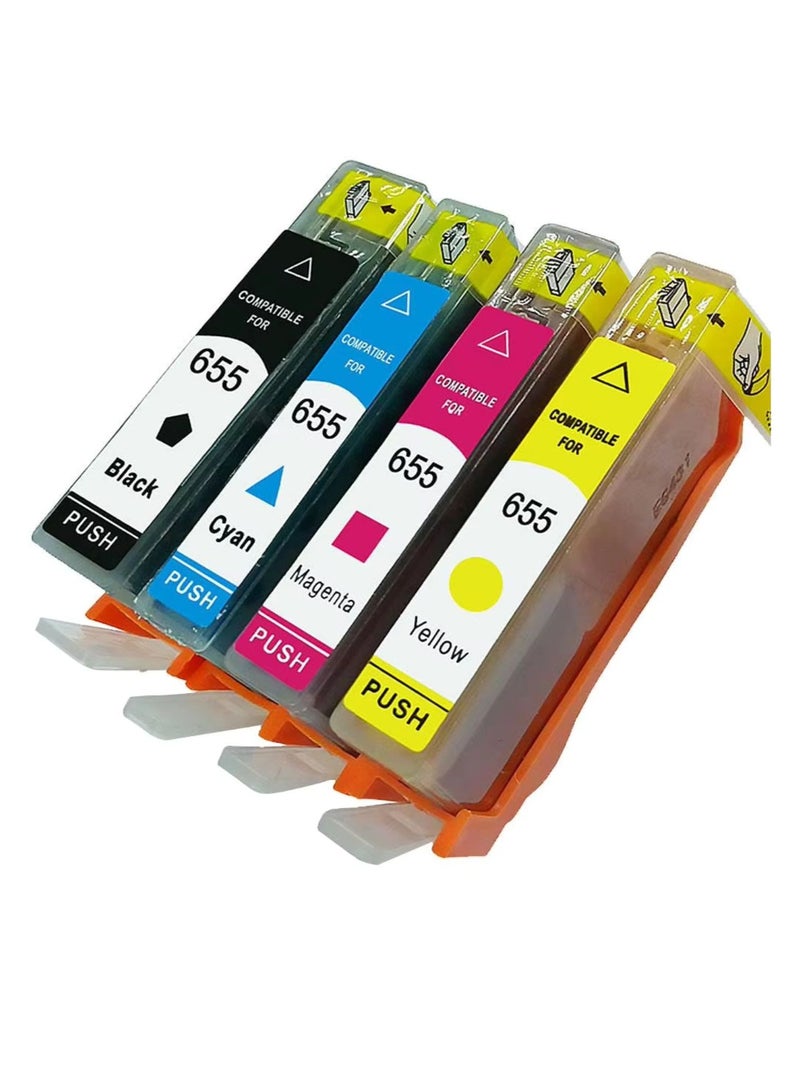 Terabyte ink 655 for HP Cartridge (4-Pack: BK C M Y) for Deskjet Ink Advantage 3525 4615 4625 5525 6520 6525 - Image 1