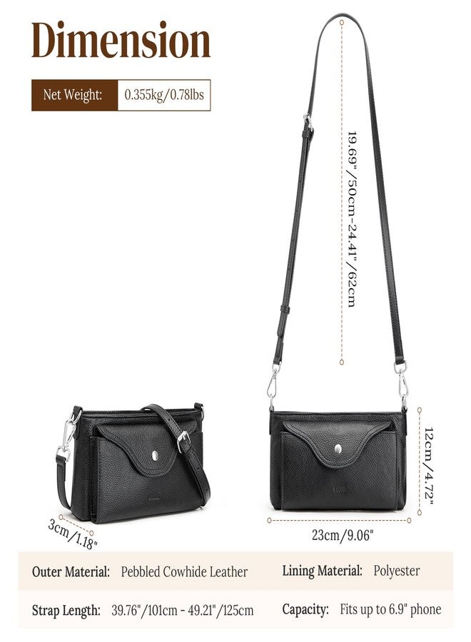 S-ZONE Small Leather Crossbody Bags for Women Phone Purse RFID Wallet Card Slots with Adjustable Strap - Image 3