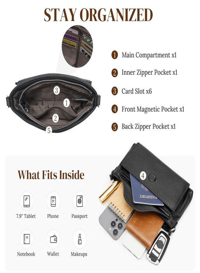 S-ZONE Small Leather Crossbody Bags for Women Phone Purse RFID Wallet Card Slots with Adjustable Strap - Image 4
