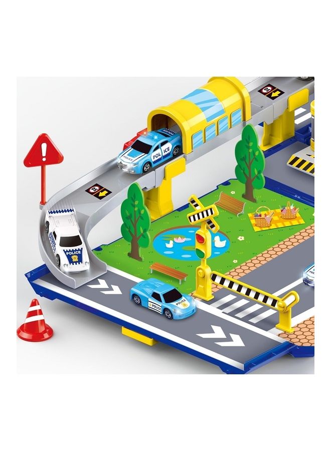 NIBEMINENT Police Station Parking Lot with Car Tracks Toy Playset - Image 5