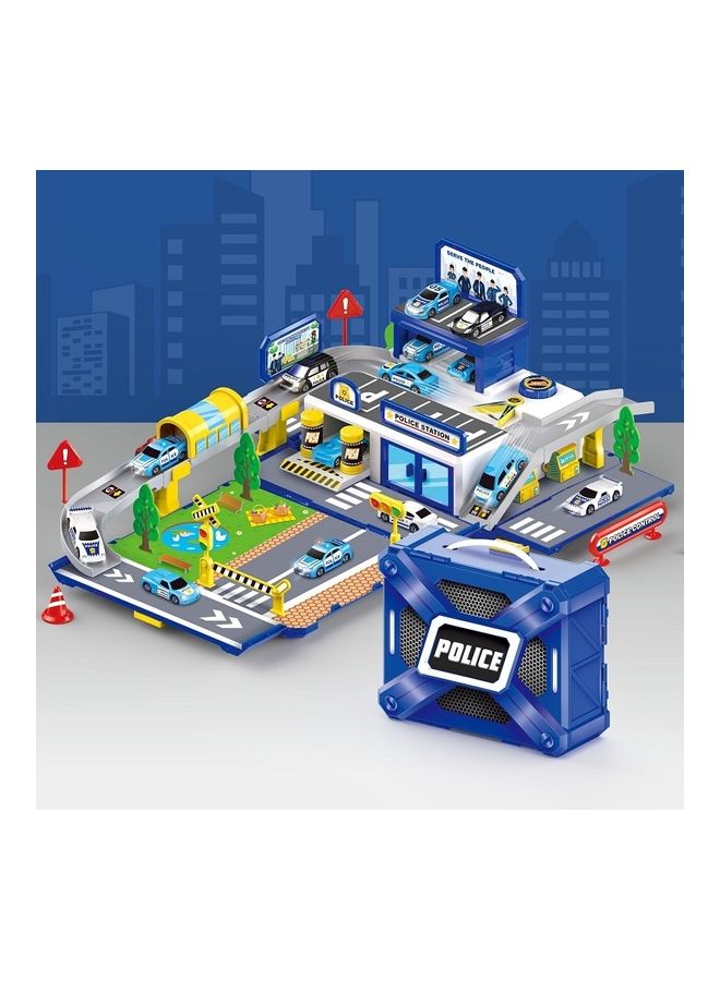 NIBEMINENT Police Station Parking Lot with Car Tracks Toy Playset - Image 3