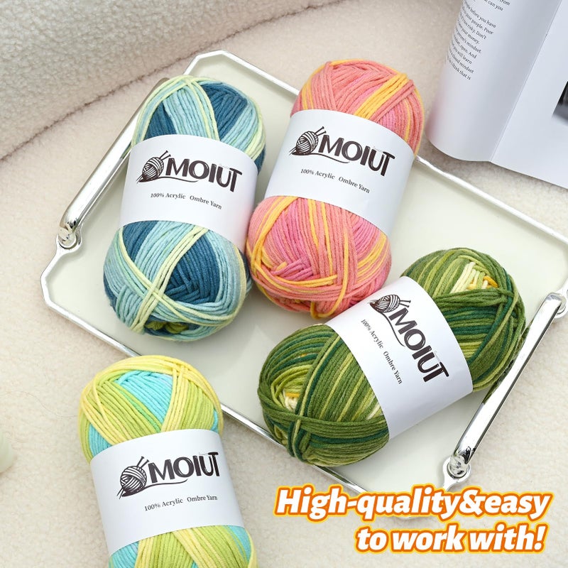OMoiut 3 Pack Fluffy Variegated Yarn for Crocheting - 100% Acrylic Worsted Weight Yarn 4 - Bulky Ombre Yarns for Crocheting Sock/Scarf/Crafts - Premier Puzzle Yarns 10.5oz/509ydsï¼ˆ3 Green Fieldsï¼‰ - Image 5