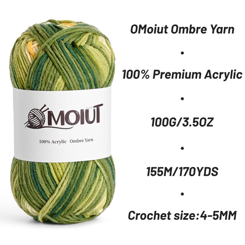 OMoiut 3 Pack Fluffy Variegated Yarn for Crocheting - 100% Acrylic Worsted Weight Yarn 4 - Bulky Ombre Yarns for Crocheting Sock/Scarf/Crafts - Premier Puzzle Yarns 10.5oz/509ydsï¼ˆ3 Green Fieldsï¼‰ - Image 2