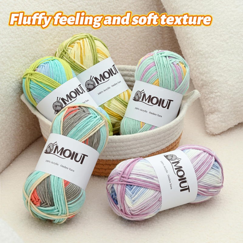 OMoiut 3 Pack Fluffy Variegated Yarn for Crocheting - 100% Acrylic Worsted Weight Yarn 4 - Bulky Ombre Yarns for Crocheting Sock/Scarf/Crafts - Premier Puzzle Yarns 10.5oz/509ydsï¼ˆ3 Green Fieldsï¼‰ - Image 4