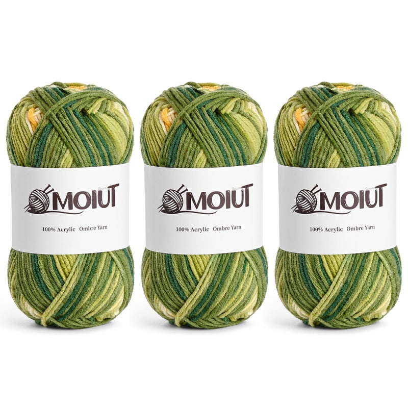 OMoiut 3 Pack Fluffy Variegated Yarn for Crocheting - 100% Acrylic Worsted Weight Yarn 4 - Bulky Ombre Yarns for Crocheting Sock/Scarf/Crafts - Premier Puzzle Yarns 10.5oz/509ydsï¼ˆ3 Green Fieldsï¼‰ - Image 1
