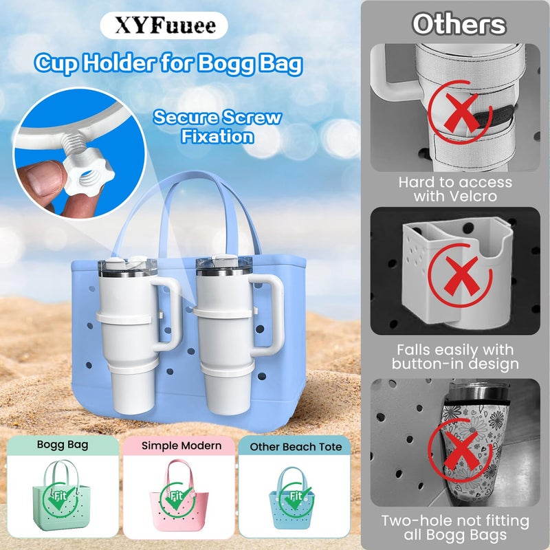 XYFuuee Cup Holder for Stanley 30 oz 40 oz Compatible with Bogg Bag, Drink Holder for Simple Modern Rubber Beach Tote, Water Bottle Holder Attachment for XL Medium Small Bog Bag - Image 4