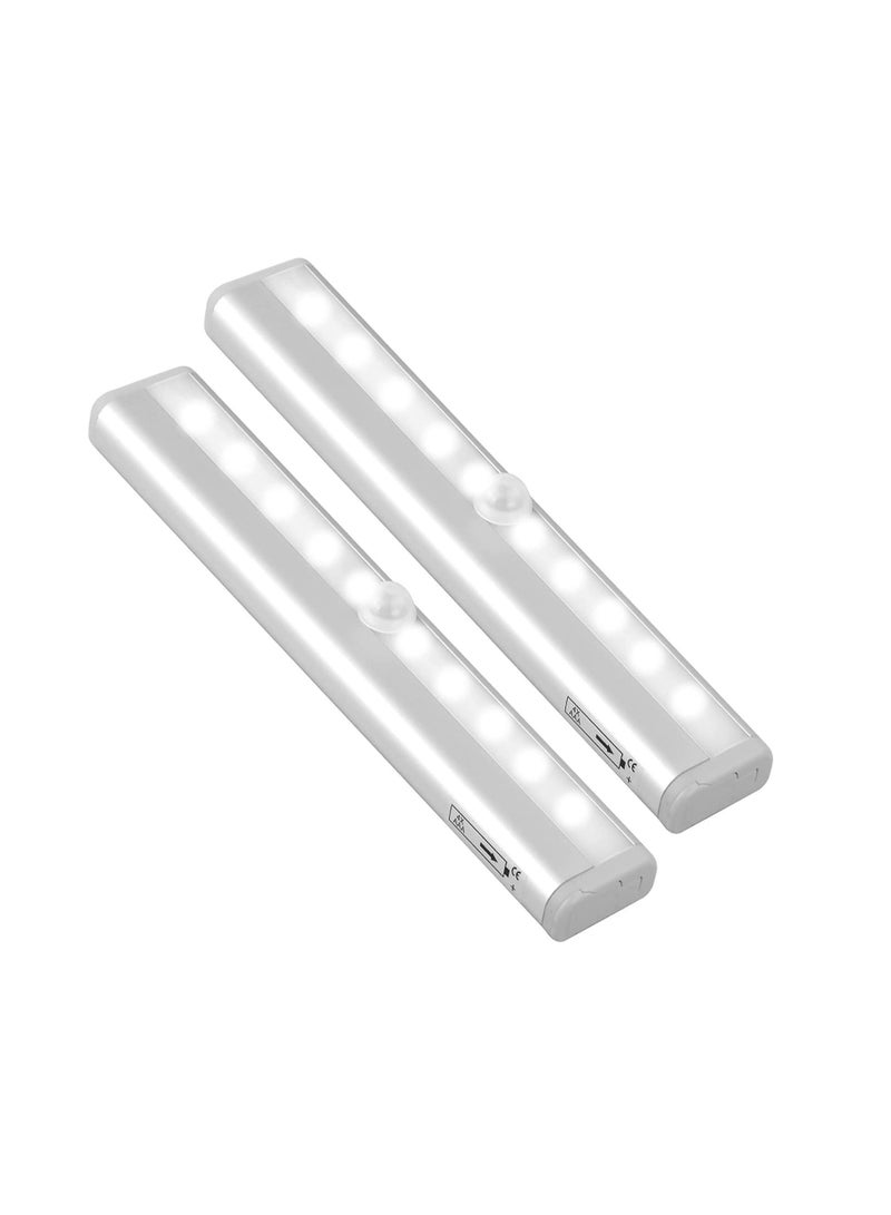 كابتن تيك Motion Sensor LED Lights, 10 LED Battery Operated Motion Light, Stick-On Anywhere Magnetic Night Light Bar for Under Cabinet, Closet, Hallway, Stairway, Wardrobe, Kitchen, Vanity 2PCS - Image 1
