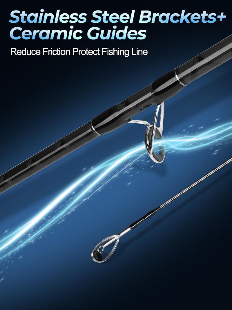 Jenseits 7'0" Spinning Fishing Rod â€“ 2-Piece Carbon Fiber, Medium Heavy Power Extra Fast Action, 3A Cork Handle, Ceramic Guides â€“ Precision Rod for Bass & Salmon Fishing - Image 4
