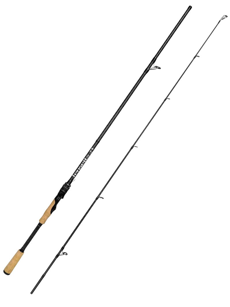 Jenseits 7'0" Spinning Fishing Rod â€“ 2-Piece Carbon Fiber, Medium Heavy Power Extra Fast Action, 3A Cork Handle, Ceramic Guides â€“ Precision Rod for Bass & Salmon Fishing - Image 1