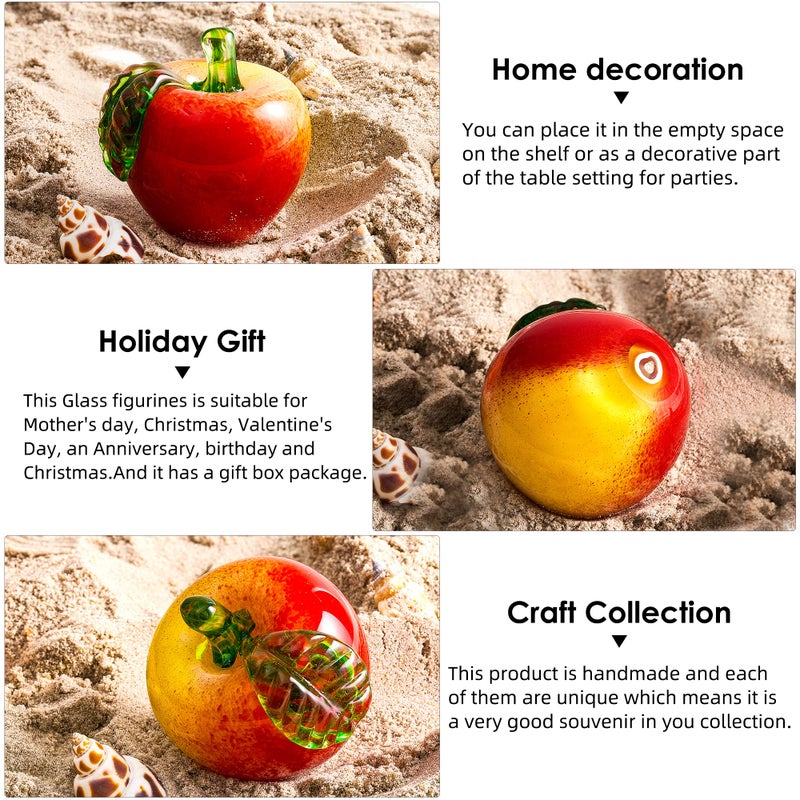 EUSTUMA Hand Blown Art Glass Apple Collectible Figurines,Glass Apple Paperweight,Christmas Eve Gifts,Home Decoration,Office Decoration. - Image 3