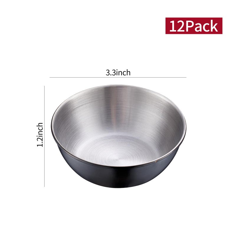 Onlycooker 12 Piece Sauce Cup Condiment Cups 3.2 Inch 3 Oz Black Stainless Steel Sauce Dish Dipping Bowl Small Seasoning Round Side Dish Bowls Plate for Appetizer Pinch Soy Sushi - Image 2