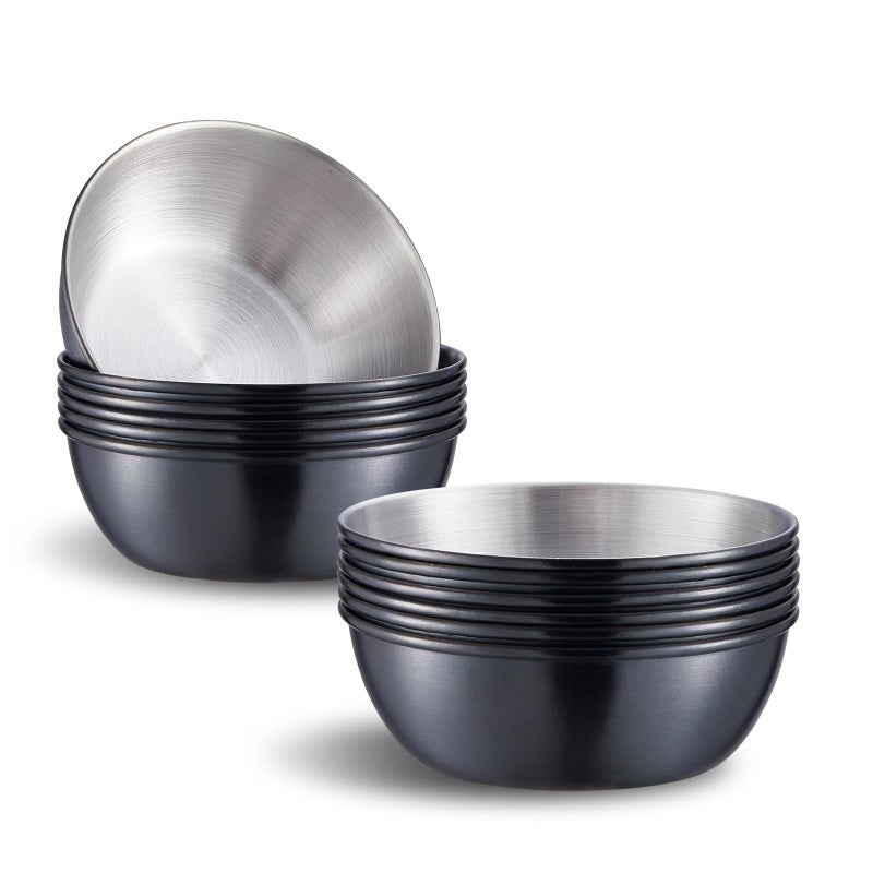 Onlycooker 12 Piece Sauce Cup Condiment Cups 3.2 Inch 3 Oz Black Stainless Steel Sauce Dish Dipping Bowl Small Seasoning Round Side Dish Bowls Plate for Appetizer Pinch Soy Sushi - Image 1