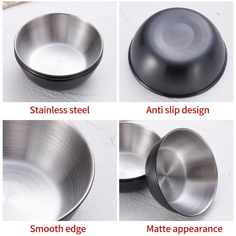Onlycooker 12 Piece Sauce Cup Condiment Cups 3.2 Inch 3 Oz Black Stainless Steel Sauce Dish Dipping Bowl Small Seasoning Round Side Dish Bowls Plate for Appetizer Pinch Soy Sushi - Image 5