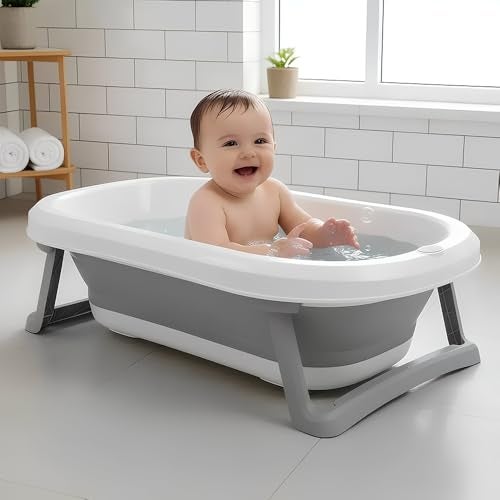 StarAndDaisy Baby Bath Tub for 0 to 5 Years/Bath Tub for Kids 0-3 Years, Tub for Girls & Boys with Foldable Legs, Easy to Store -Grey - Image 1