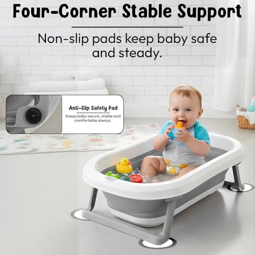 StarAndDaisy Baby Bath Tub for 0 to 5 Years/Bath Tub for Kids 0-3 Years, Tub for Girls & Boys with Foldable Legs, Easy to Store -Grey - Image 3