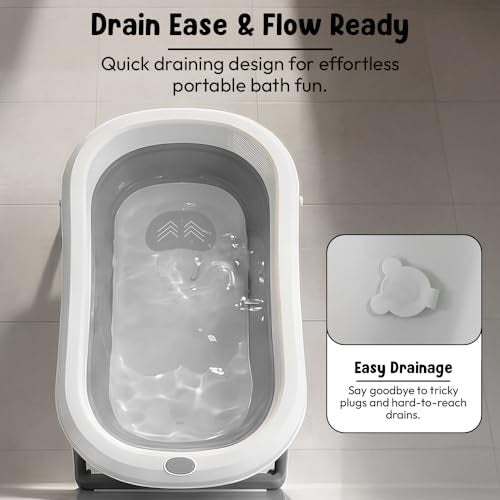 StarAndDaisy Baby Bath Tub for 0 to 5 Years/Bath Tub for Kids 0-3 Years, Tub for Girls & Boys with Foldable Legs, Easy to Store -Grey - Image 5