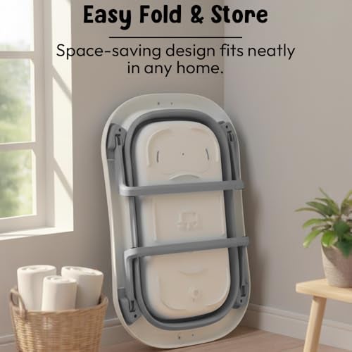 StarAndDaisy Baby Bath Tub for 0 to 5 Years/Bath Tub for Kids 0-3 Years, Tub for Girls & Boys with Foldable Legs, Easy to Store -Grey - Image 4