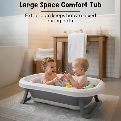StarAndDaisy Baby Bath Tub for 0 to 5 Years/Bath Tub for Kids 0-3 Years, Tub for Girls & Boys with Foldable Legs, Easy to Store -Grey - Image 2
