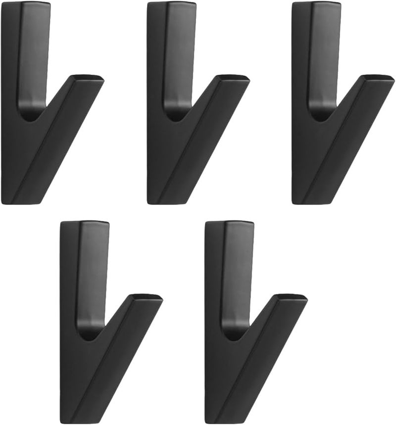 خطاف معطف أسود مثبت على الحائط موفر للمساحة من الألومنيوم مع سطح أملس - Image 1