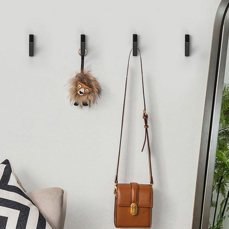 خطاف معطف أسود مثبت على الحائط موفر للمساحة من الألومنيوم مع سطح أملس - Image 4