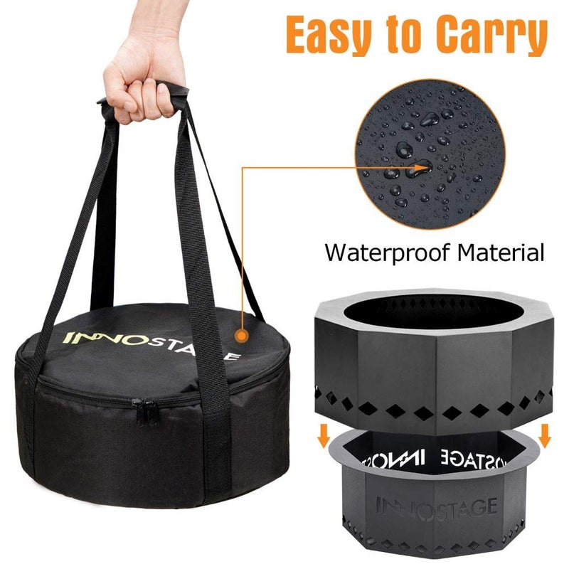 INNO STAGE Patented Smokeless Fire Pit, 13 Inch Low Smoke Camping Stove Outdoor Wood Pellet Burning Spark Portable Carrying Bag, Firepit Grill Bowl of Fireplace Picnic Camping Cooking on Beach - S - Image 5