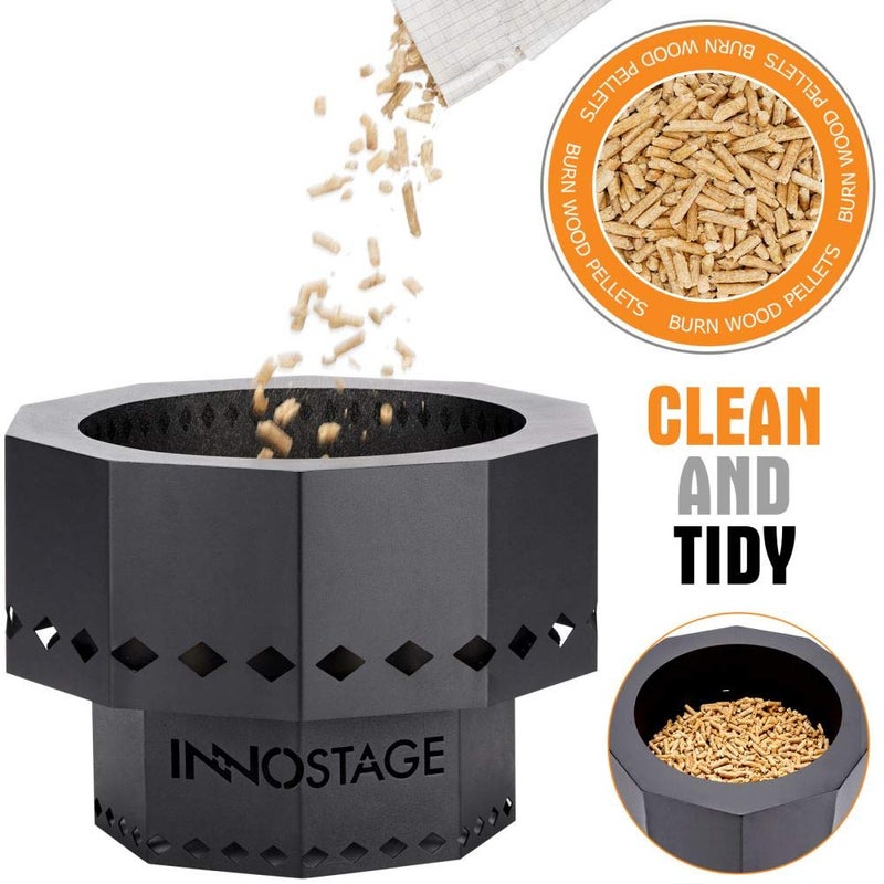 INNO STAGE Patented Smokeless Fire Pit, 13 Inch Low Smoke Camping Stove Outdoor Wood Pellet Burning Spark Portable Carrying Bag, Firepit Grill Bowl of Fireplace Picnic Camping Cooking on Beach - S - Image 4