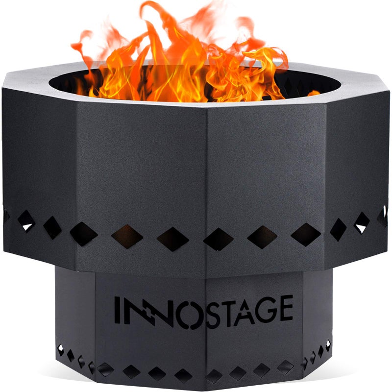 INNO STAGE Patented Smokeless Fire Pit, 13 Inch Low Smoke Camping Stove Outdoor Wood Pellet Burning Spark Portable Carrying Bag, Firepit Grill Bowl of Fireplace Picnic Camping Cooking on Beach - S - Image 1