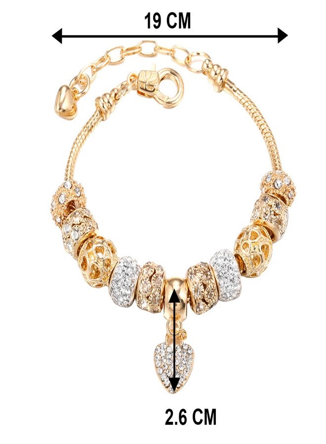 Peora Gold Plated Cubic Zirconia Studded Openable Charm Bracelet Stylish Fashion Jewellery Gift for Girls & Women - Image 4