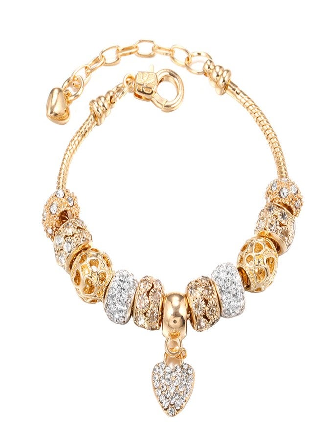 Peora Gold Plated Cubic Zirconia Studded Openable Charm Bracelet Stylish Fashion Jewellery Gift for Girls & Women - Image 1