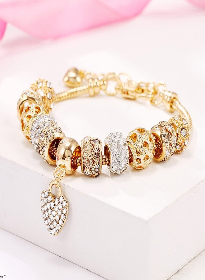 Peora Gold Plated Cubic Zirconia Studded Openable Charm Bracelet Stylish Fashion Jewellery Gift for Girls & Women - Image 2