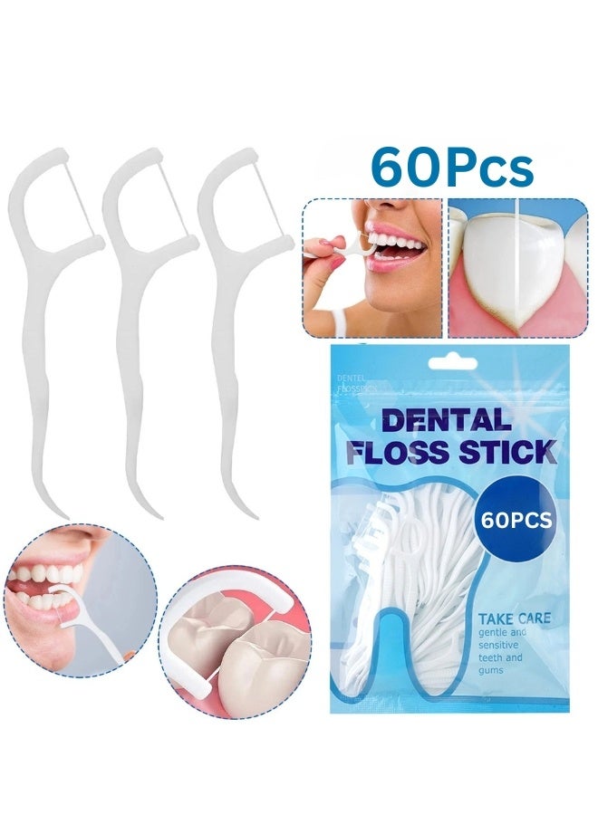 3 in 1 Dental Floss Toothpicks Set 60 PCS – Interdental Floss Picks for Teeth & Gum Care, Flexible Thin Design for Tight Spaces, Plaque & Food Removal, Gum Stimulation & Fresh Breath Support, Daily Oral Hygiene Solution for Home, Office & Travel Use - Image 1