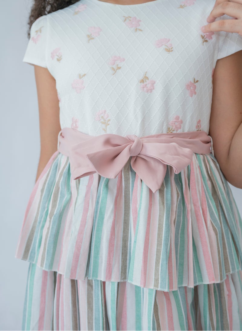 LALEENA Carnival Stripes Tiered Dress - Image 3