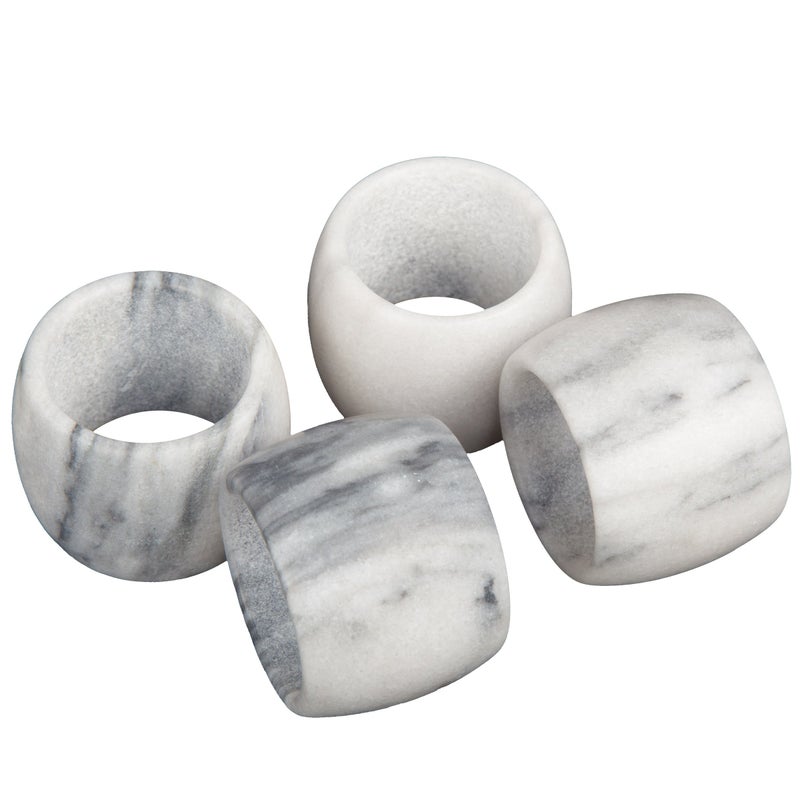 Creative Home Natural Marble Napkin Rings Set of 4, Napkin Ring for Wedding, Parties, Dining Table Decor, Elegant Tabletop Accessories for Family Gatherings, Off-White - Image 5