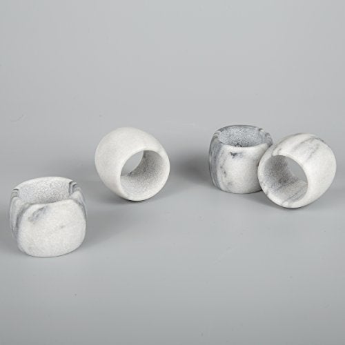 Creative Home Natural Marble Napkin Rings Set of 4, Napkin Ring for Wedding, Parties, Dining Table Decor, Elegant Tabletop Accessories for Family Gatherings, Off-White - Image 3
