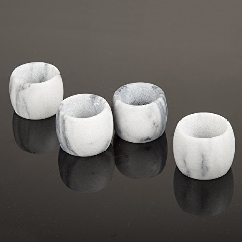 Creative Home Natural Marble Napkin Rings Set of 4, Napkin Ring for Wedding, Parties, Dining Table Decor, Elegant Tabletop Accessories for Family Gatherings, Off-White - Image 4