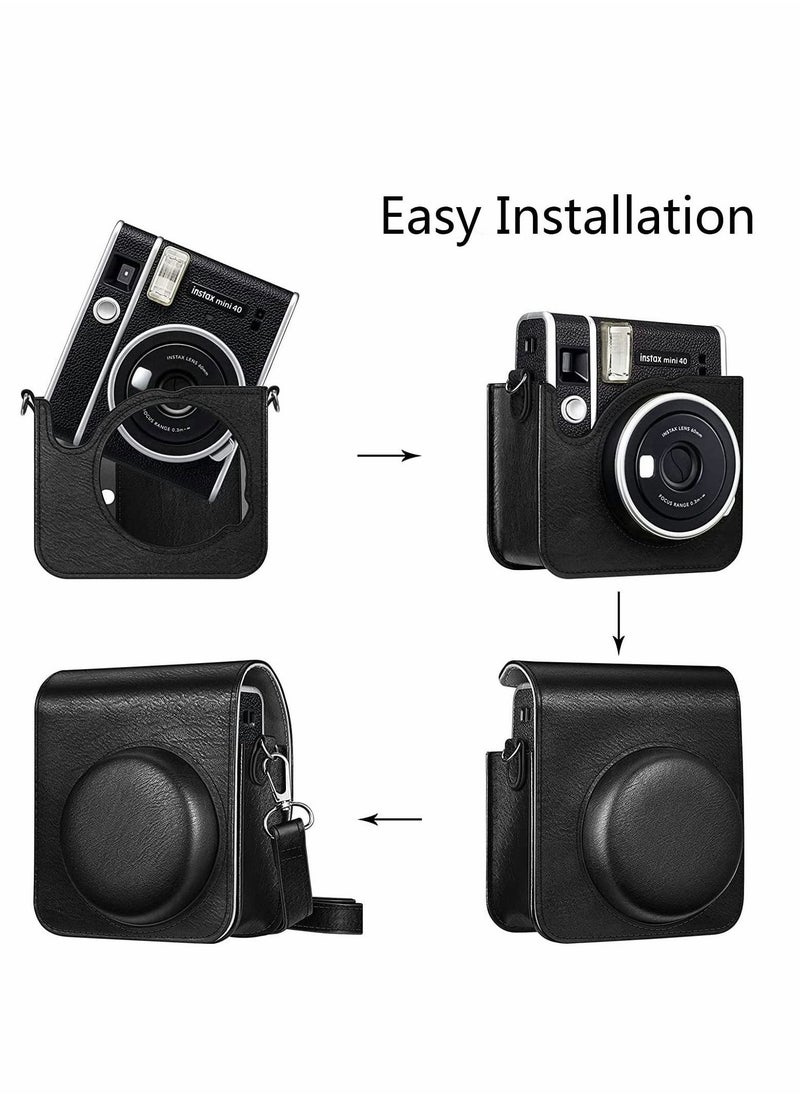 Camera Case for Mini 40， Instant Camera Protective Case Compatible with Instax Mini 40 Instant Film Camera (Black) - Image 5