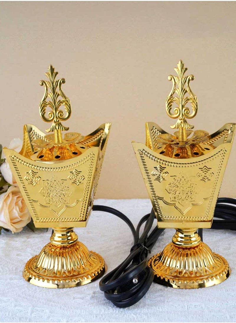 بخور بوسيدين حاملة بخور العود الكهربائية الفاخرة، تصميم فاخر لعطر المنزل والمكتب - 2 قطعة  - Image 1