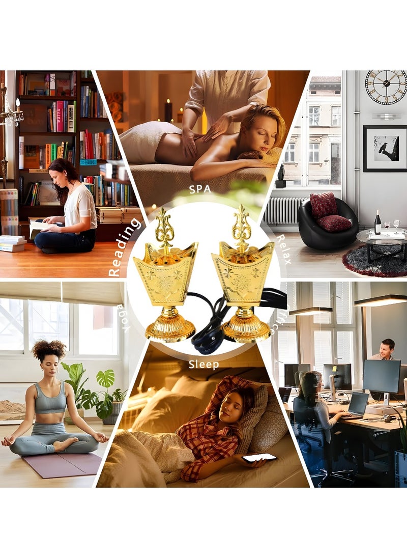 بخور بوسيدين حاملة بخور العود الكهربائية الفاخرة، تصميم فاخر لعطر المنزل والمكتب - 2 قطعة  - Image 2