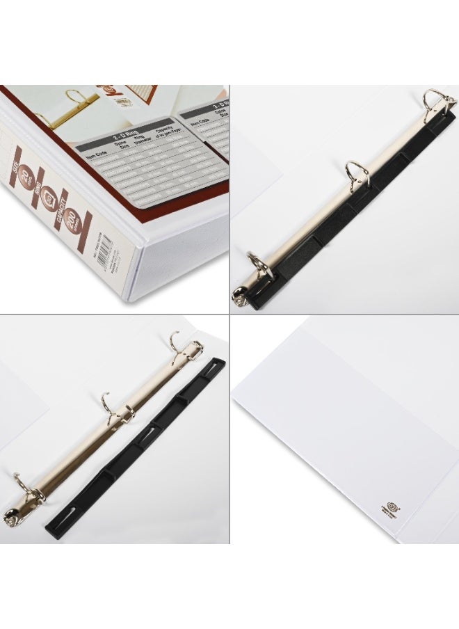 FIS Presentation Binder, A4 Size(210x297mm), 3[D]Ring Type, 20mm Ring Size, 1.50" Inches Spine with Clear PVC Pocket For Easy Insert Your Label Design, Packet of 2 Pieces, White Color-FSBD320DPB/2  - Image 2