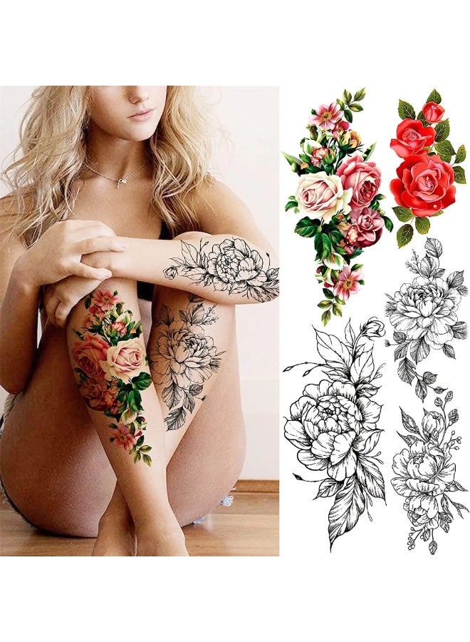 ملصقات تاتو مؤقتة ثلاثية الأبعاد كبيرة الحجم للنساء 15 ورقه - Image 3