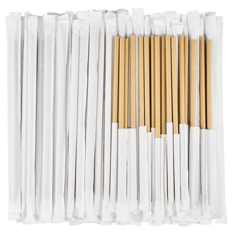 Brown Kraft Paper Drinking Straws 775 Long 024 Wide  Individually Wrapped  Pack of 1000
